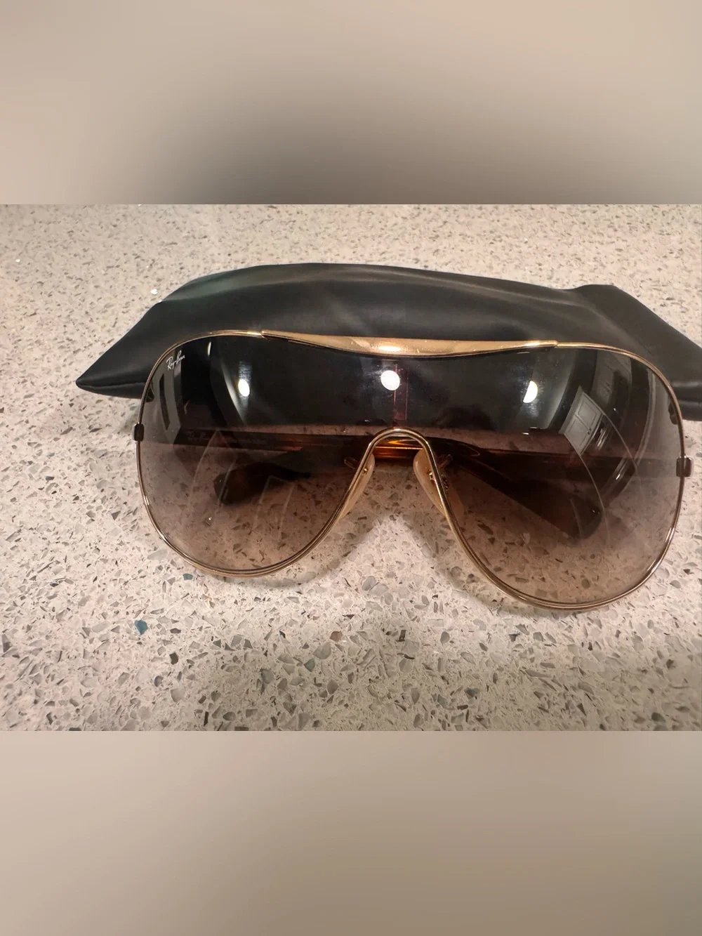Ray-Ban Women’s Brown Gradient Shield Sunglasses-Vintage RB 3455L 002/13